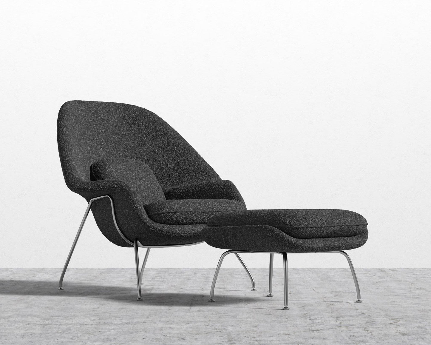Womb Chair and Ottoman - Chatou Boucle - Caviar