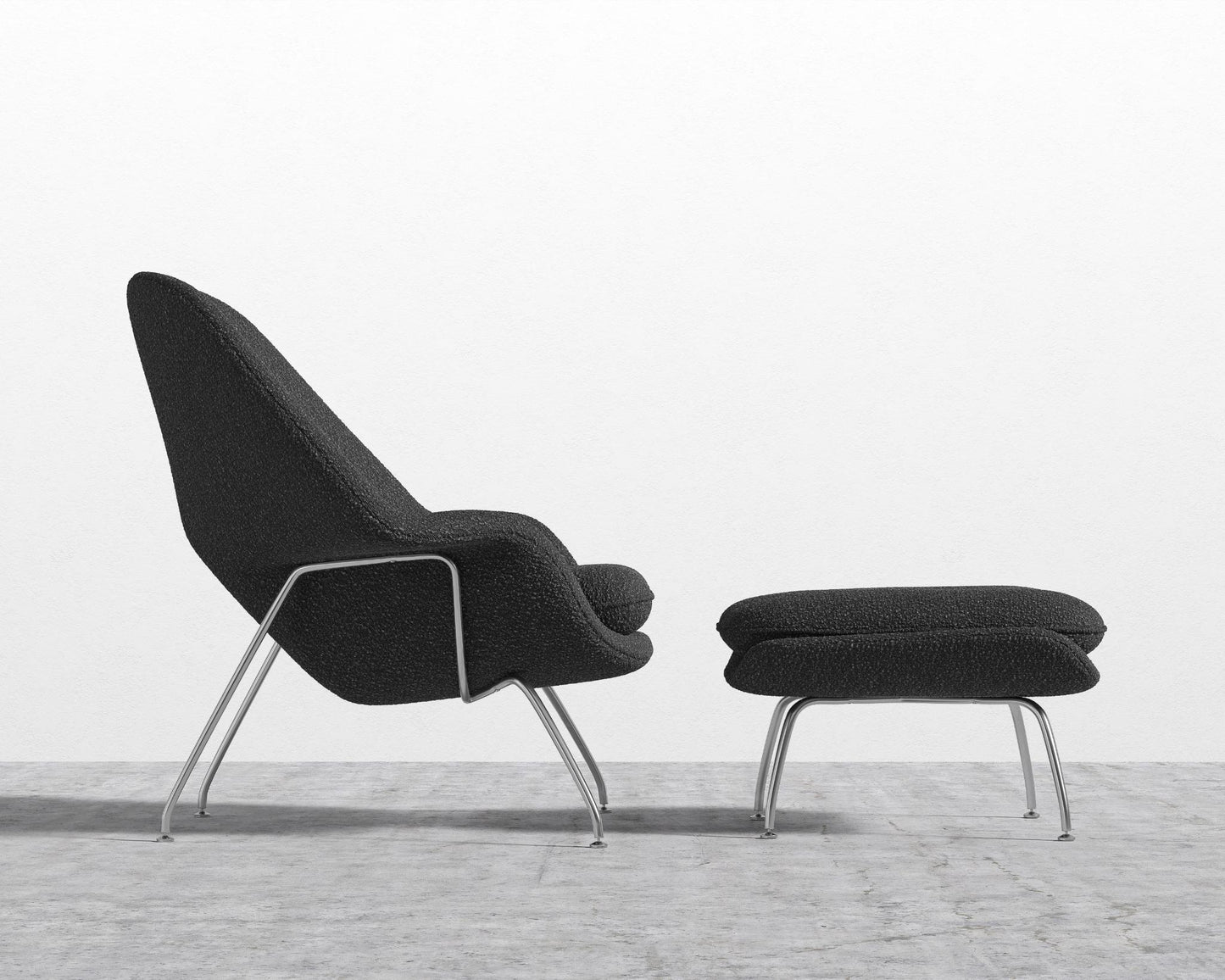 Womb Chair and Ottoman - Chatou Boucle - Caviar