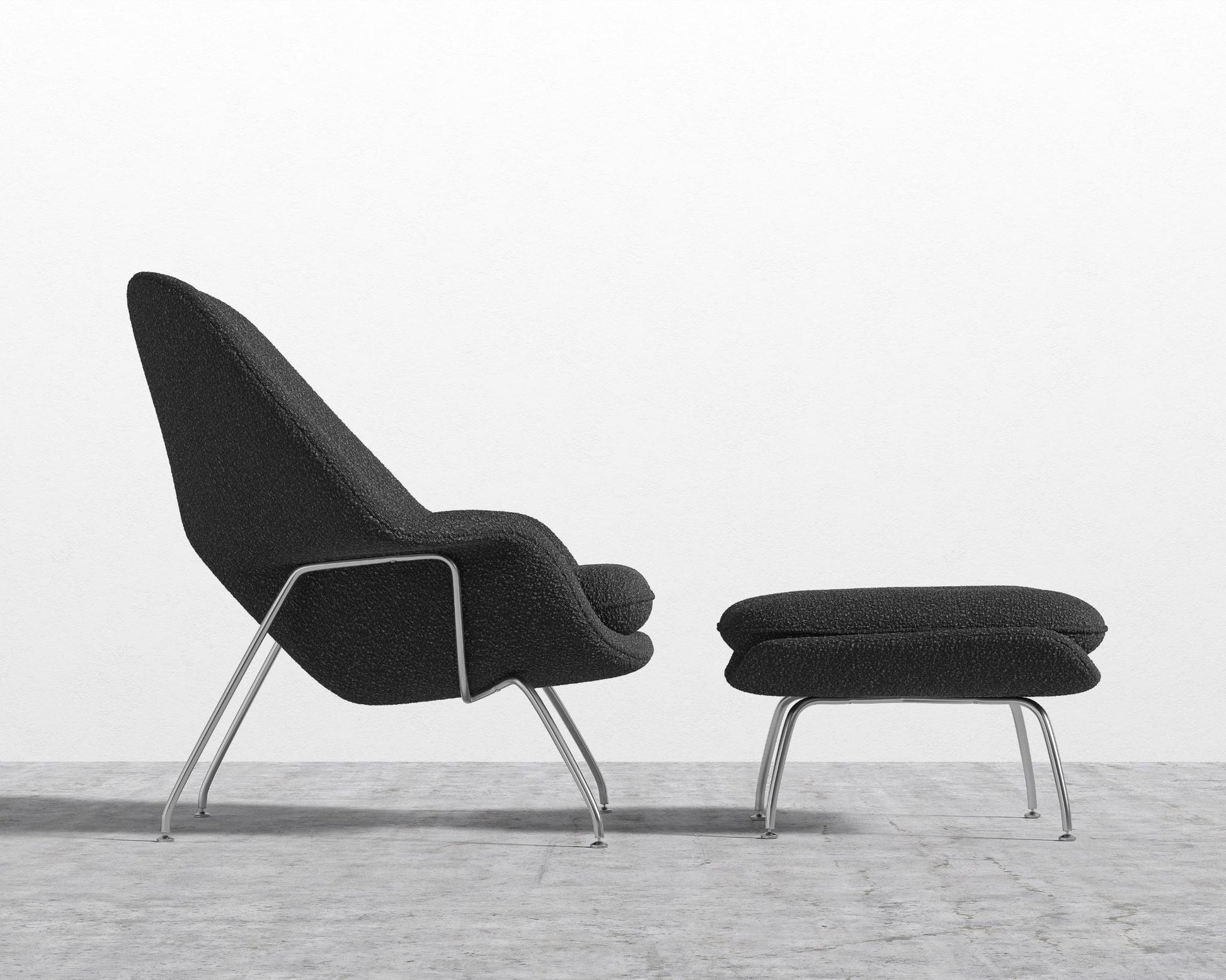 Womb Chair and Ottoman - Chatou Boucle - Caviar