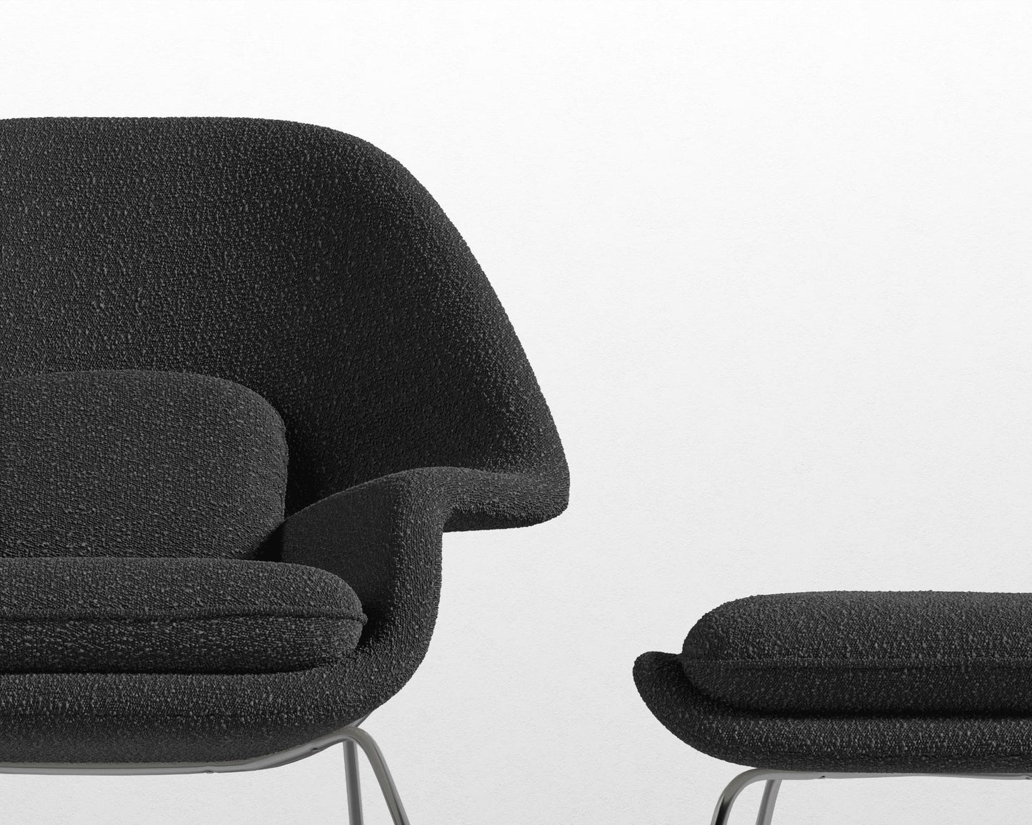 Womb Chair and Ottoman - Chatou Boucle - Caviar