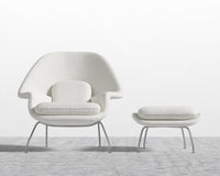 Womb Chair and Ottoman - Chatou Boucle - Pearl