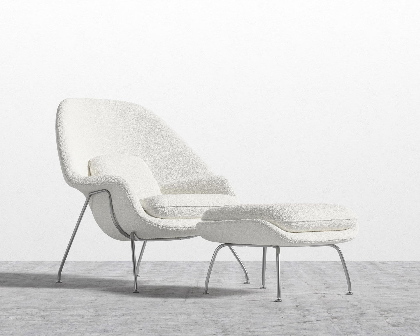 Womb Chair and Ottoman - Chatou Boucle - Pearl