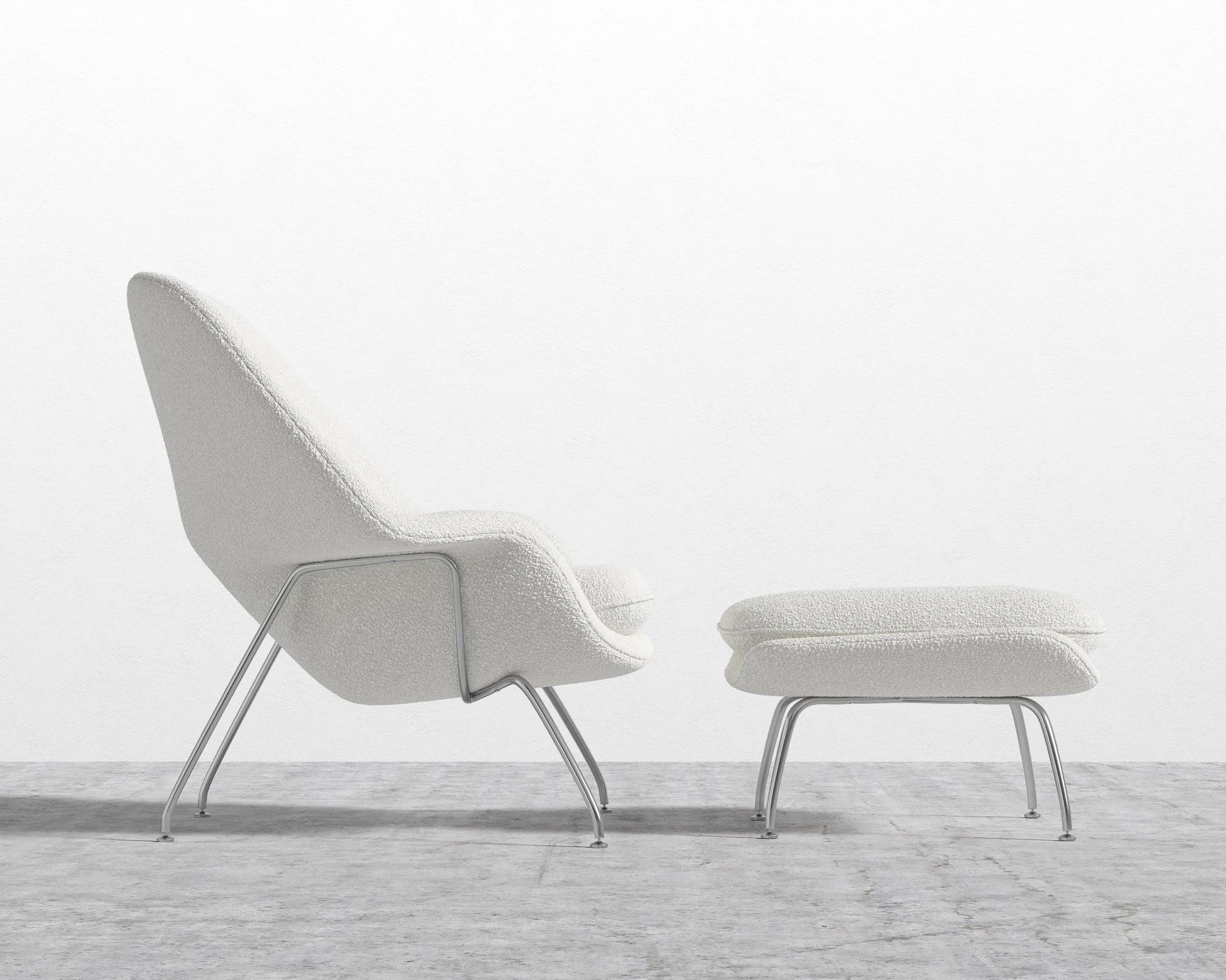 Womb Chair and Ottoman - Chatou Boucle - Pearl