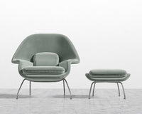 Womb Chair and Ottoman - Plush Velvet - Moonstone