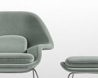 Womb Chair and Ottoman - Plush Velvet - Moonstone