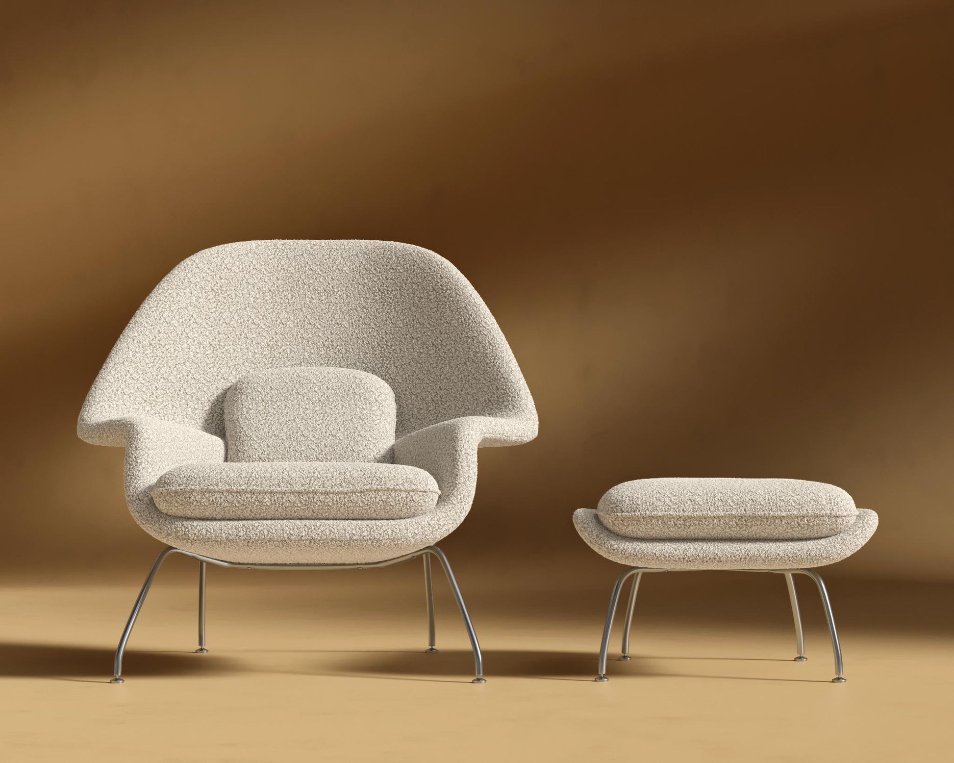 Womb_Chair_Ottoman_Shearling_Almond