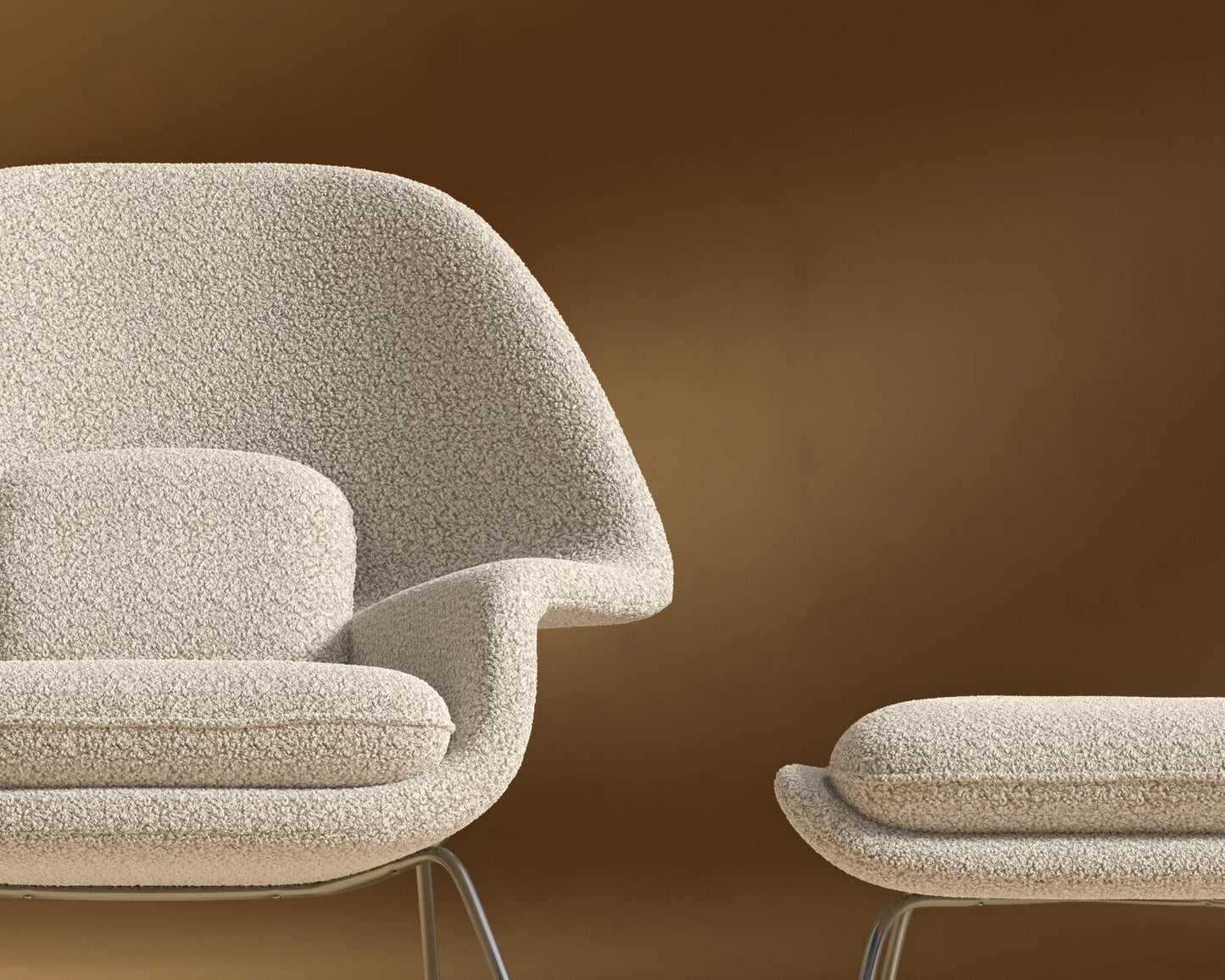 Womb_Chair_Ottoman_Shearling_Almond