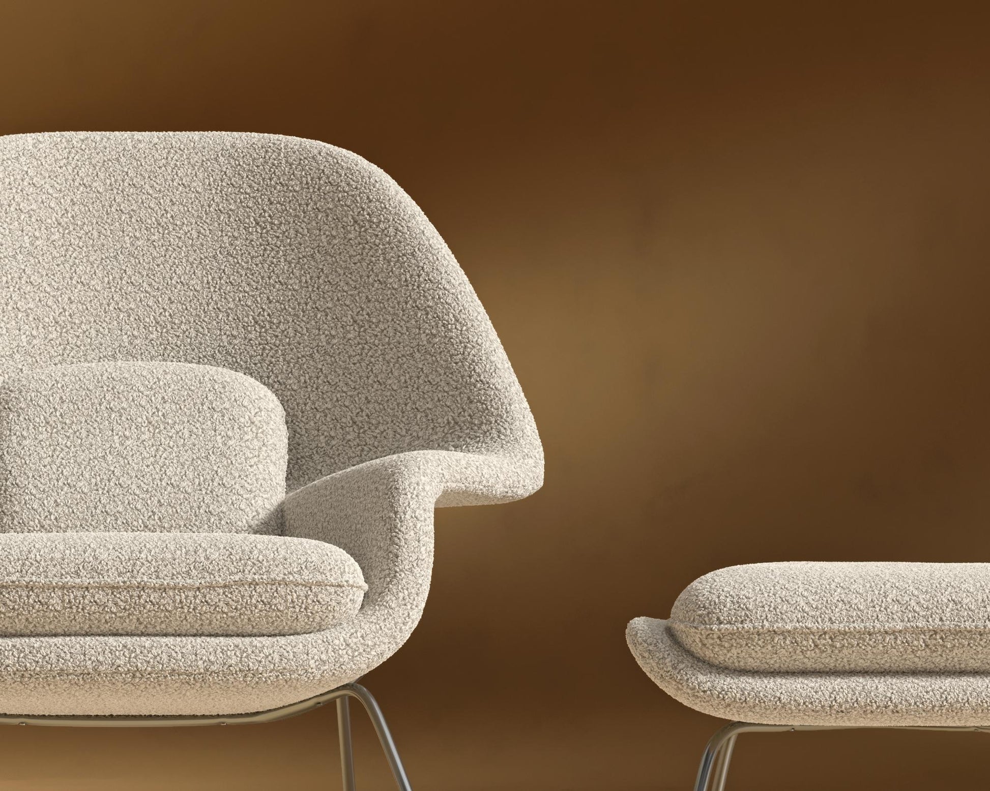 Womb_Chair_Ottoman_Shearling_Almond