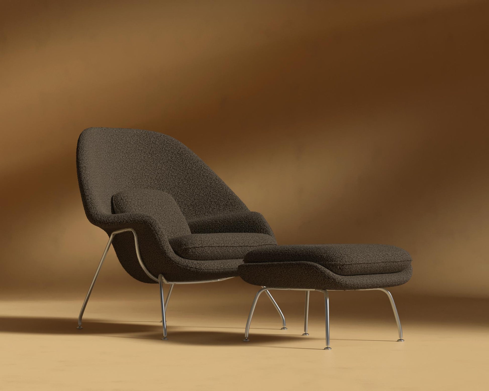 Womb_Chair_Ottoman_Shearling_Espresso