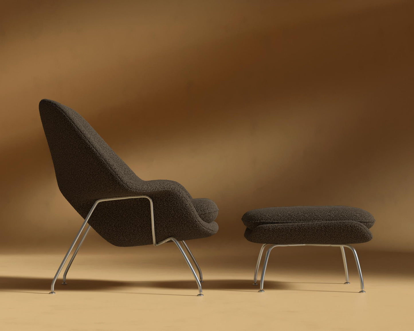 Womb_Chair_Ottoman_Shearling_Espresso