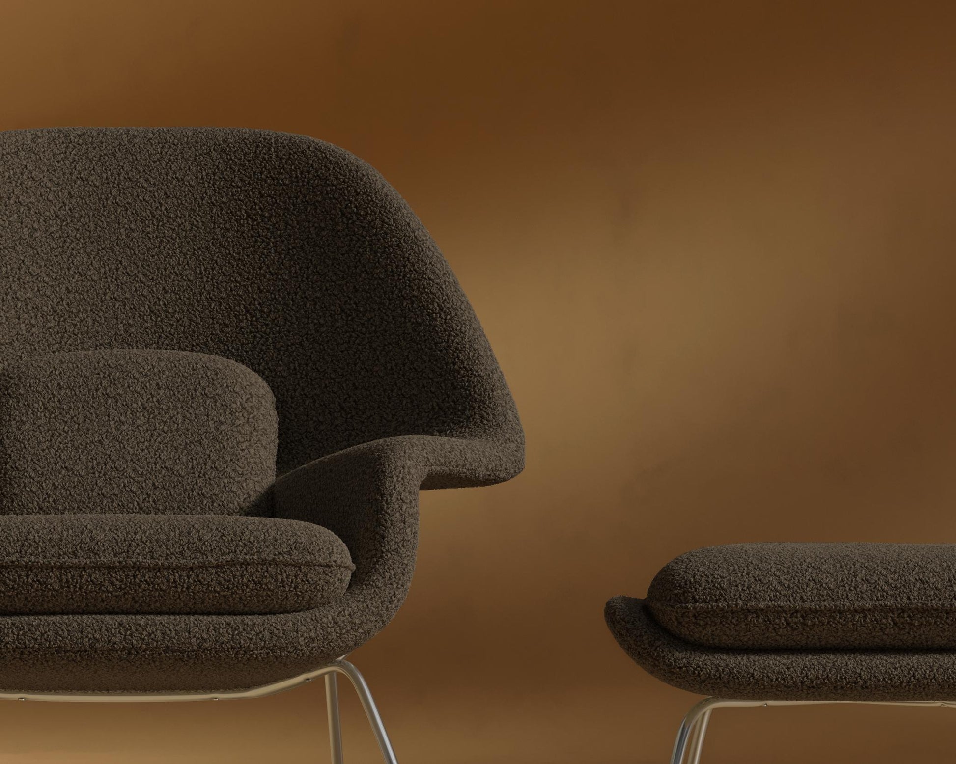 Womb_Chair_Ottoman_Shearling_Espresso