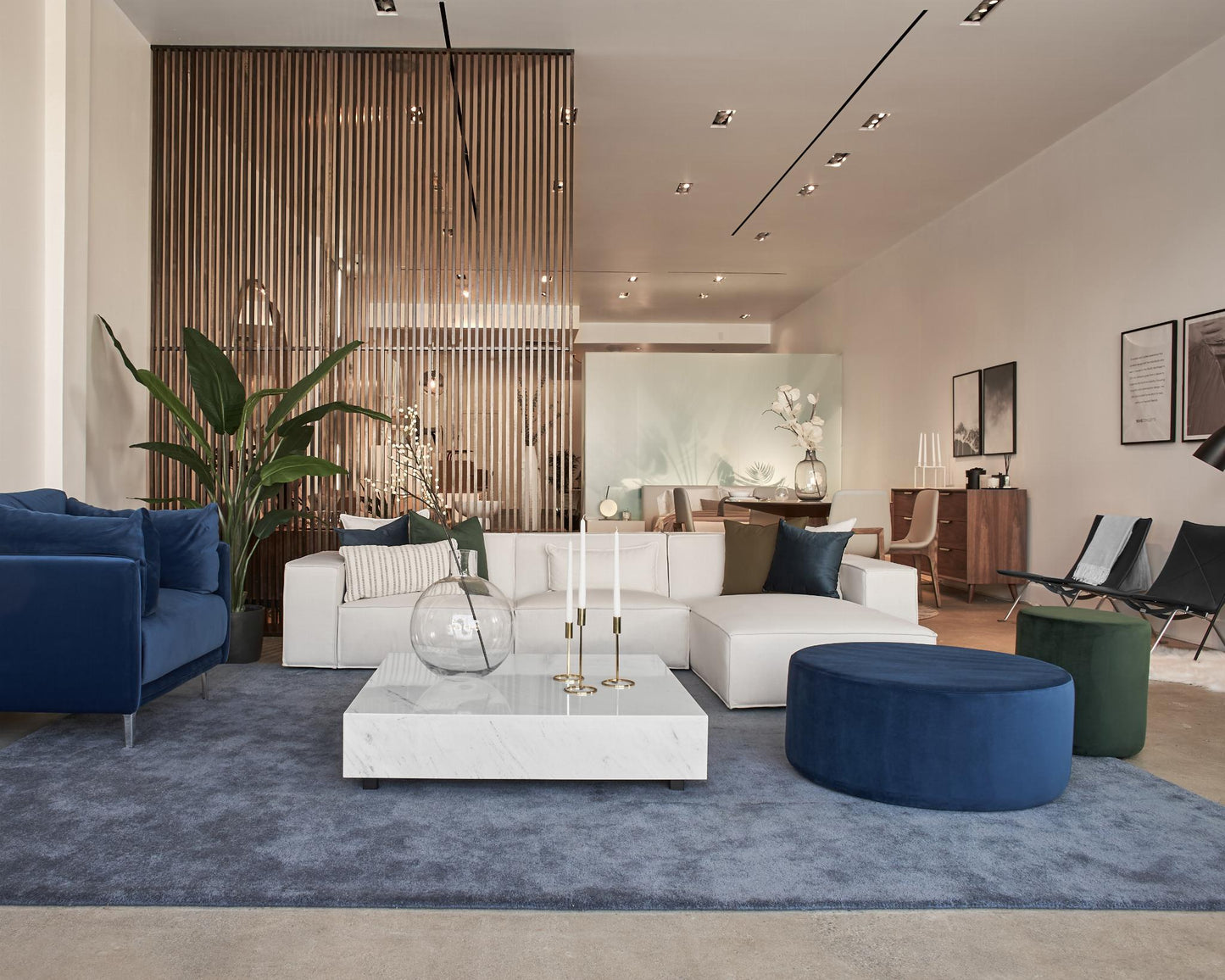 Nova poufs_ Featuring Porter Sectional and liza coffee table