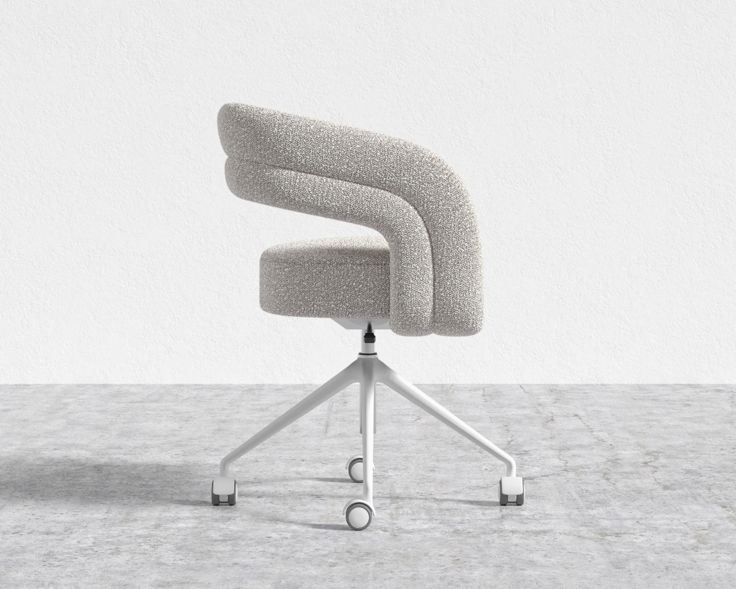 Mia Office Chair - Chatou Boucle - Pearl - White Base