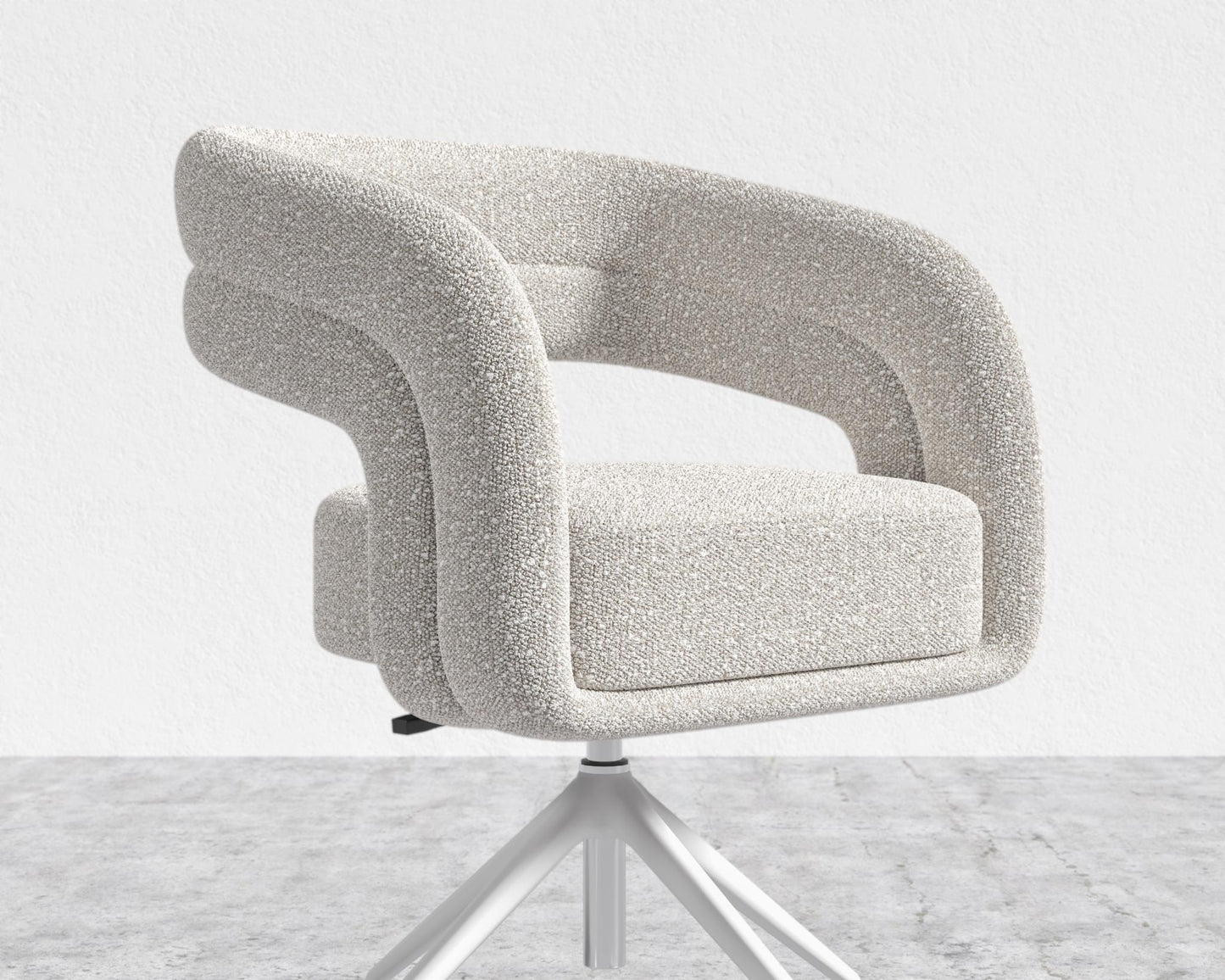 Mia Office Chair - Chatou Boucle - Pearl - White Base
