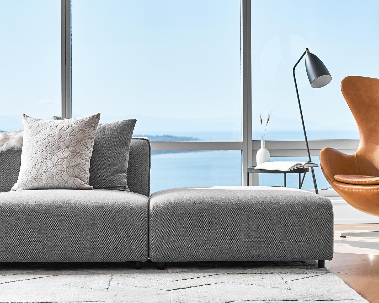 Arya Modular Sectional - Left Hand Facing - Plush Weave Porpoise