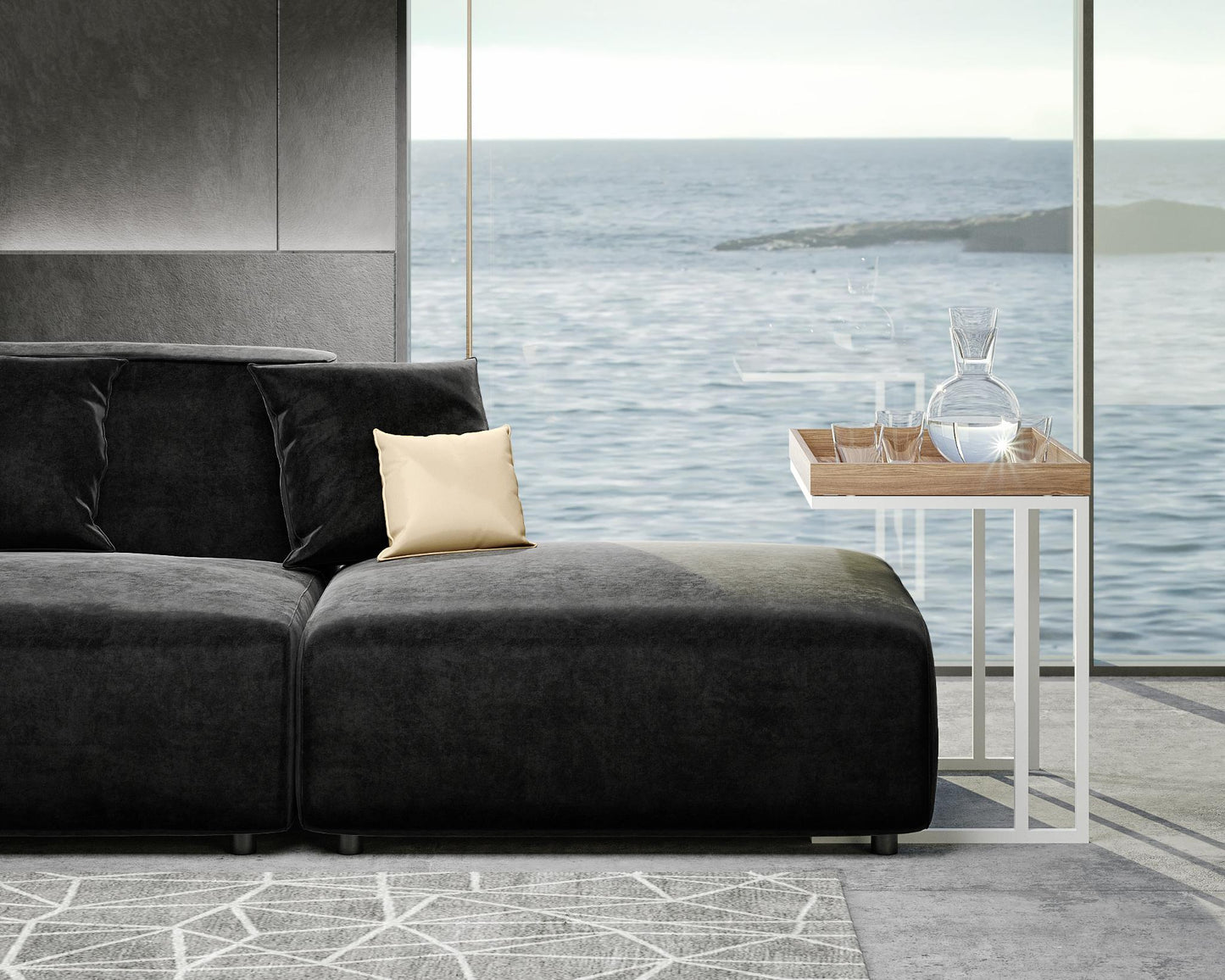 Arya Modular Sofa Open End LHF - Vintage Velvet Black