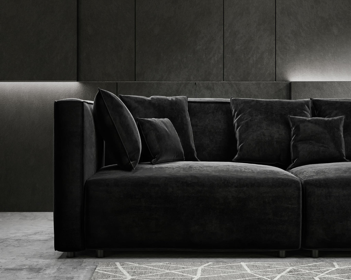 Arya Modular Sofa Open End LHF - Vintage Velvet Black