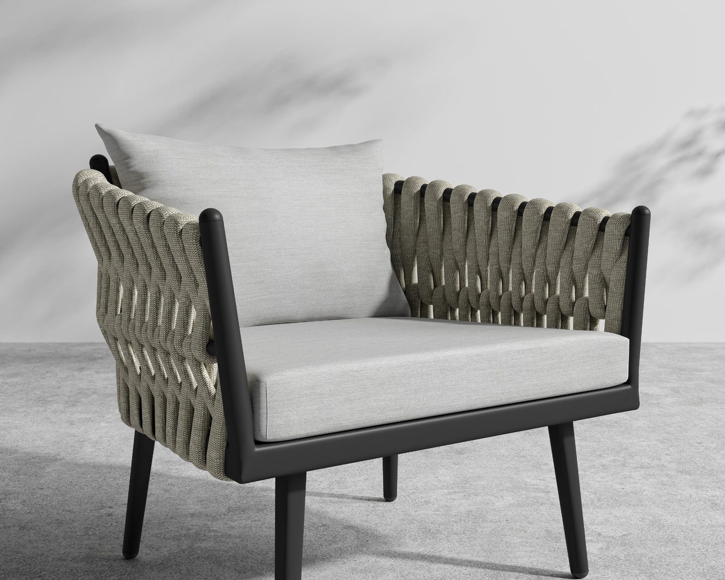 Pierre Outdoor Lounge Chair - Black Frame - Encino