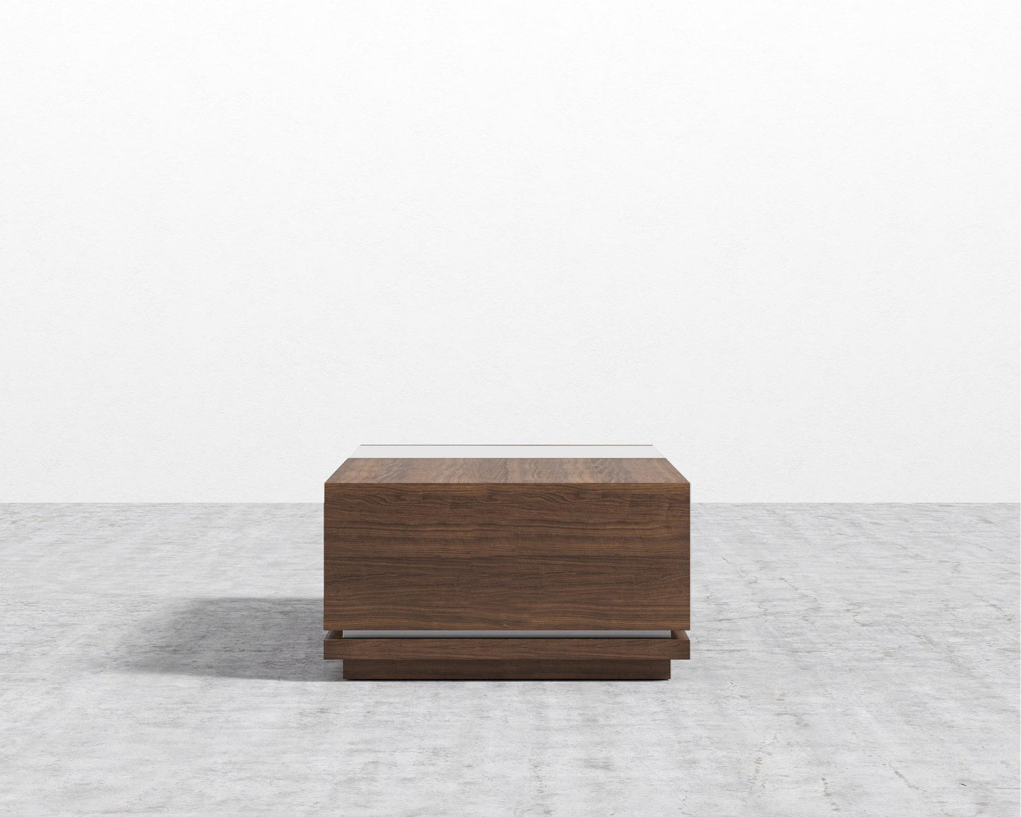 Truman Coffee Table - Walnut Veneer - White Frosted Glass