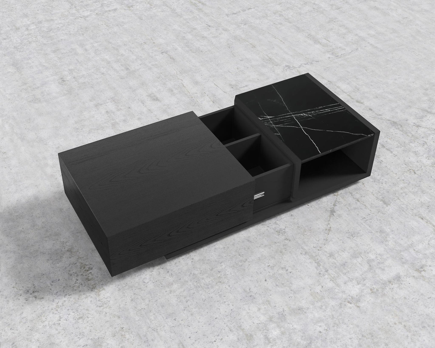 Truman Coffee Table - Black Oak - Black Marble