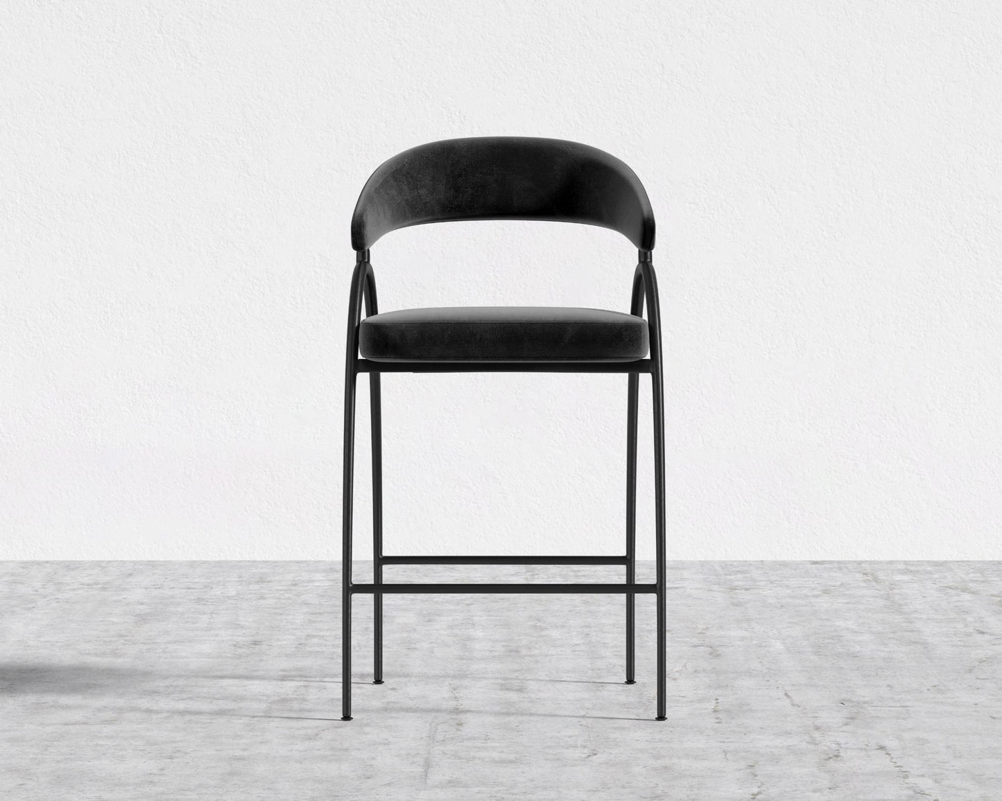 Uma Counter Stool - Plush Velvet - Black