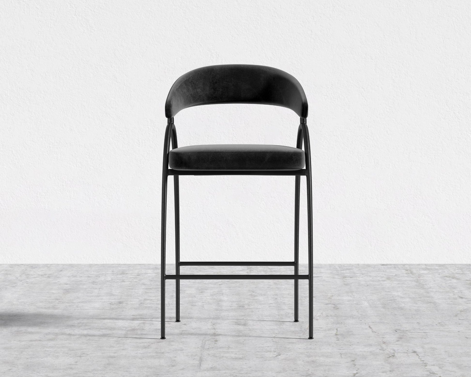 Uma Counter Stool - Plush Velvet - Black