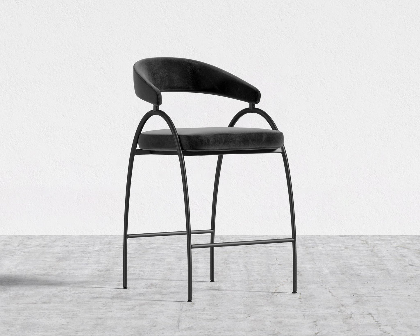 Uma Counter Stool - Plush Velvet - Black