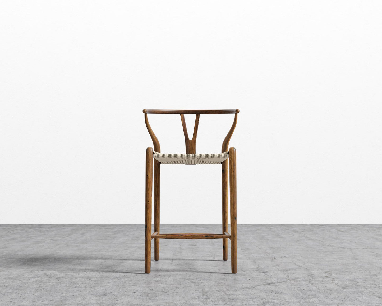 Wishbone Counter Stool - Walnut with natural seat