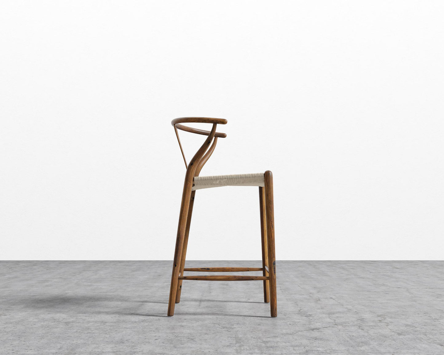 Wishbone Counter Stool - Walnut with natural seat