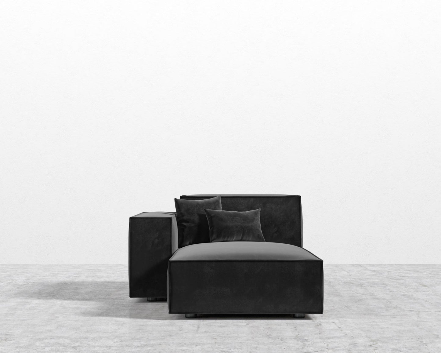 Porter Left Chaise - Plush Velvet - Black