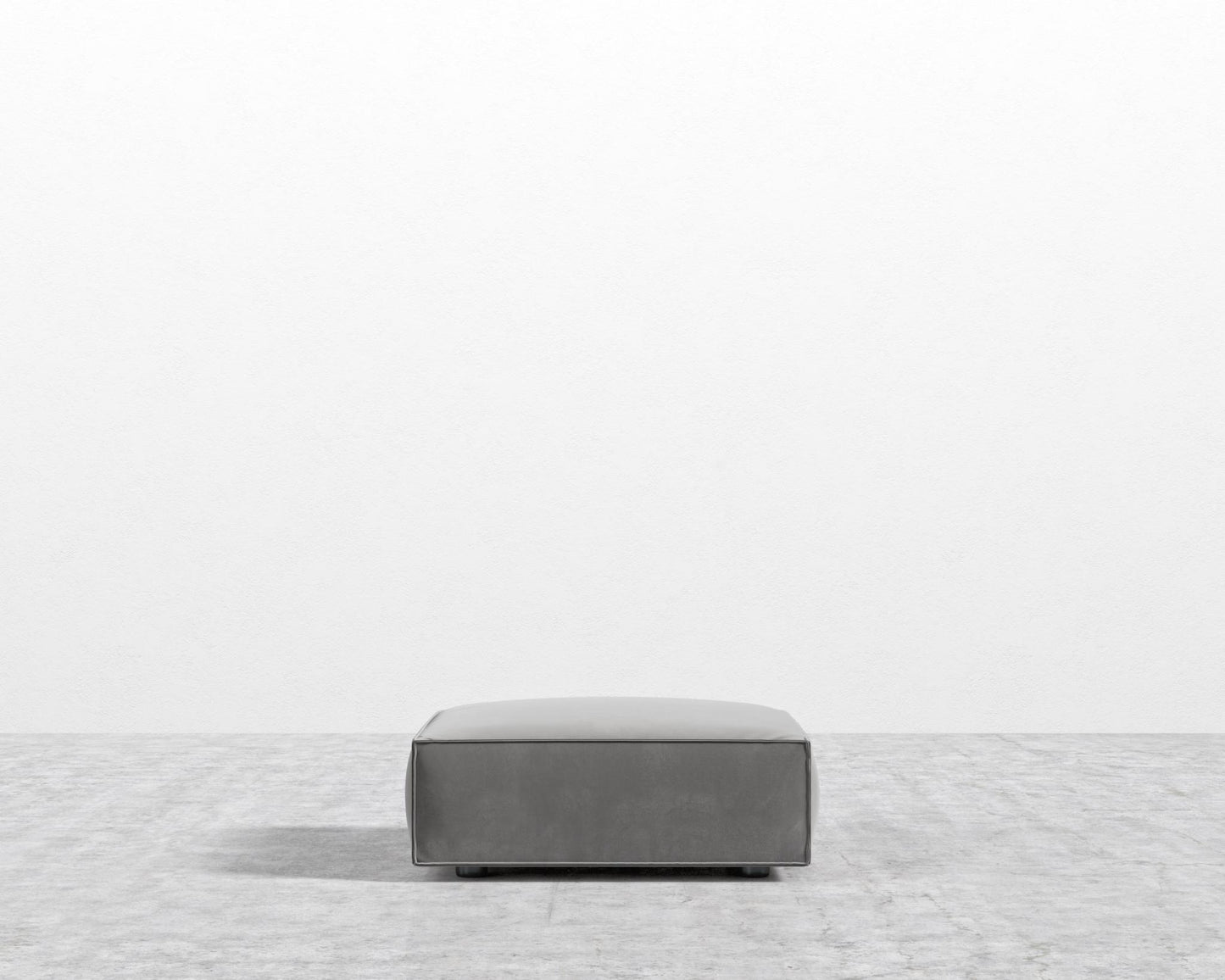 Porter Ottoman - Plush Velvet - Glacier Grey