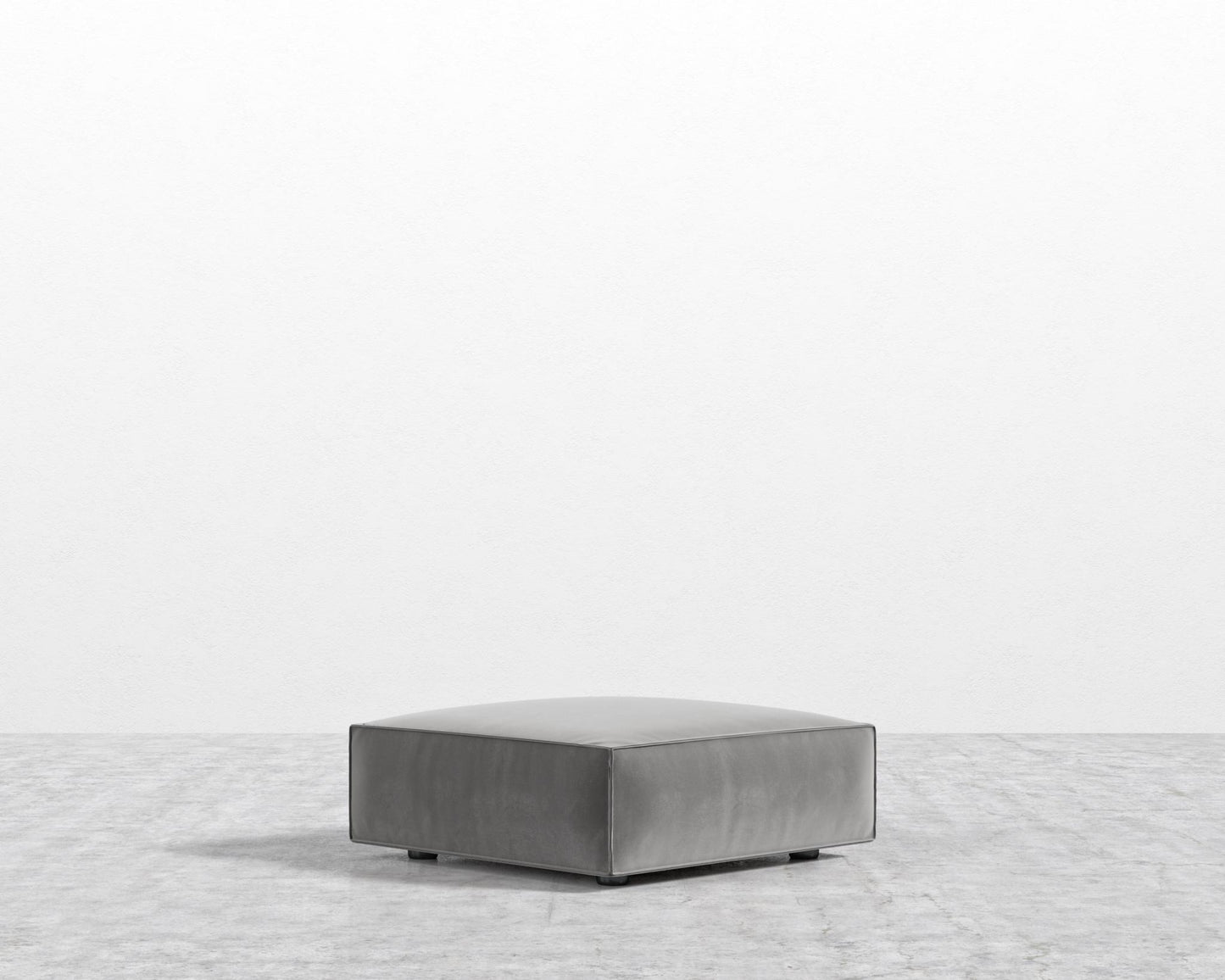 Porter Ottoman - Plush Velvet - Glacier Grey
