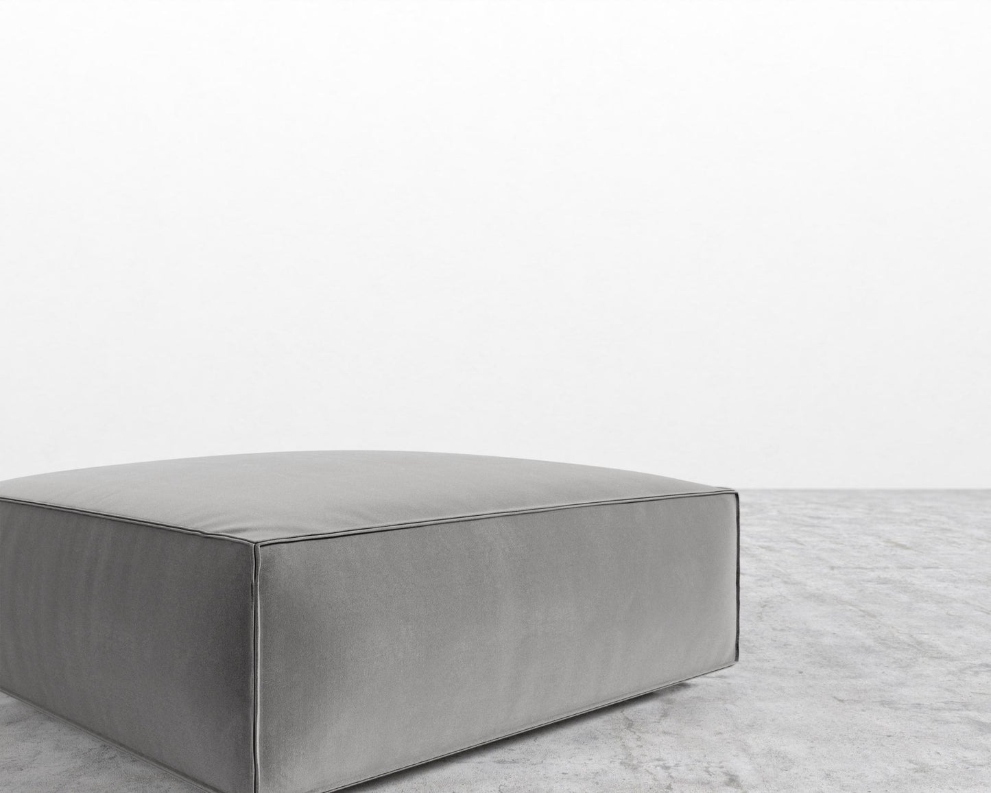 Porter Ottoman - Plush Velvet - Glacier Grey