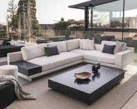 Dresden Outdoor Sectional Scene featuring Outdoor Liza Coffee Table and Nova Outdoor Poufs