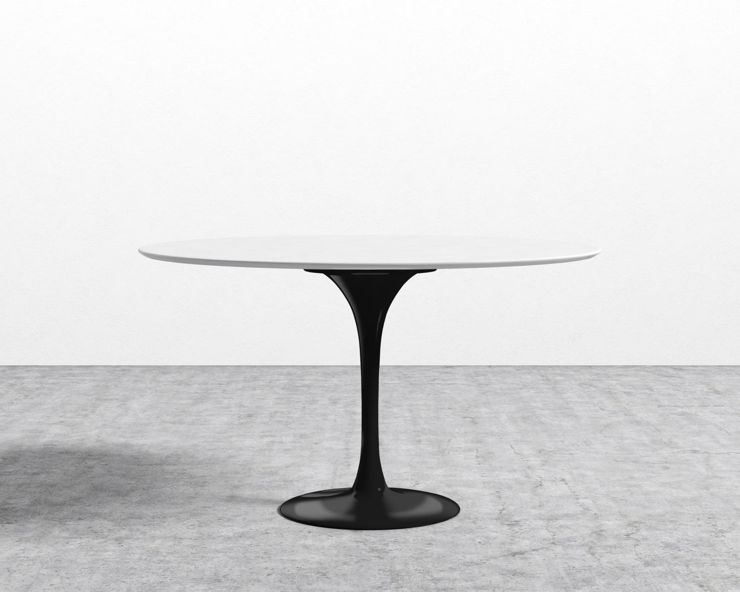 Tulip Dining Table - Round - White Lacquer - Black Base