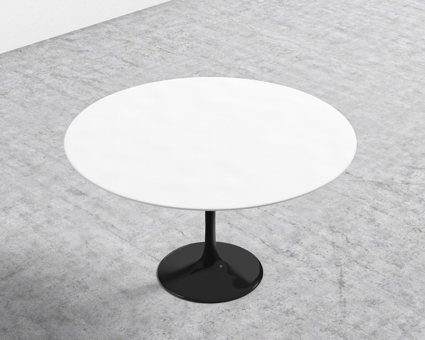 Tulip Dining Table - Round - White Lacquer - Black Base