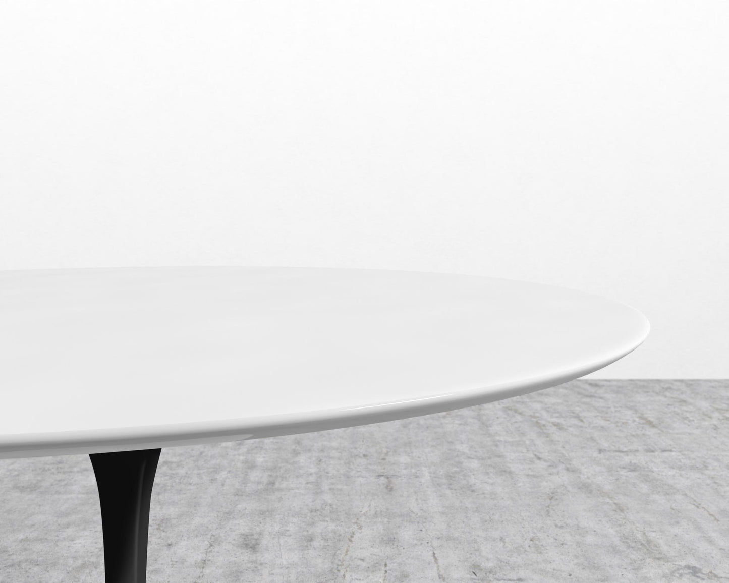Tulip Dining Table - Round - White Lacquer - Black Base