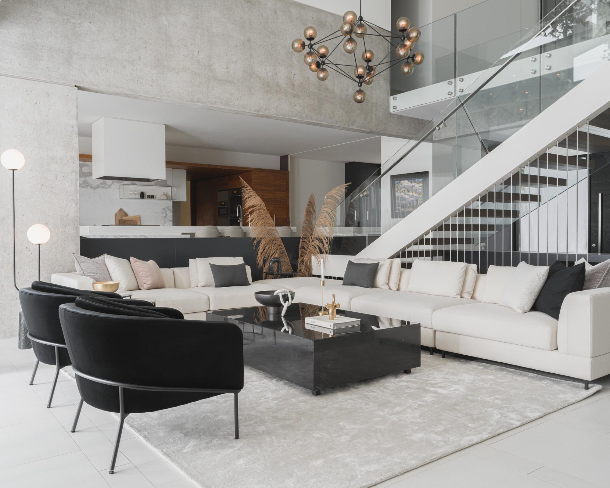 Antonio Scene featuring Angelo Lounge Chairs in Black Velvet