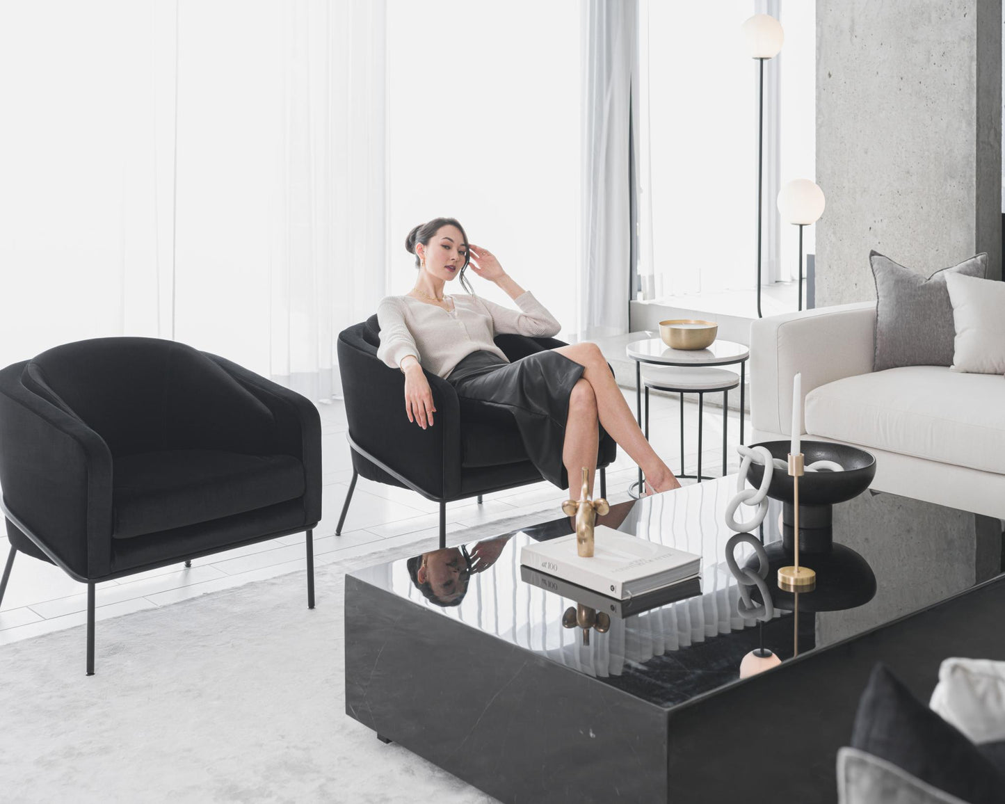 Antonio Scene featuring Angelo Lounge Chairs and Uma Floor Lamp