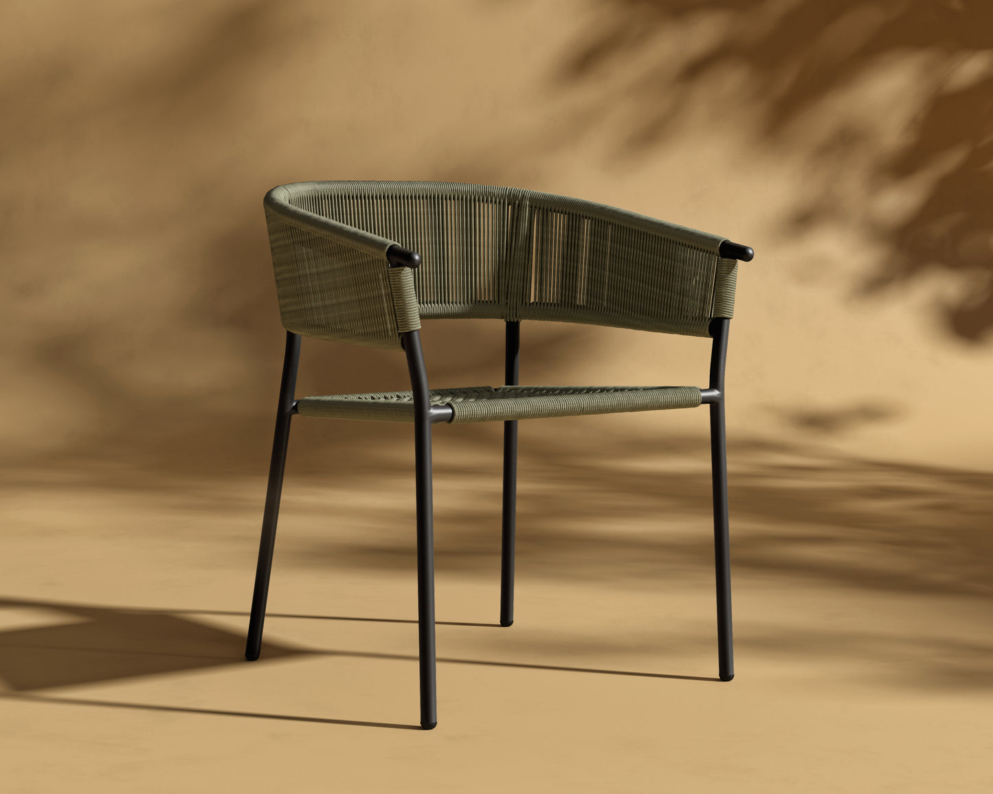 Afton_Chair_Outdoor_Black_Frame - Olive Green Cord