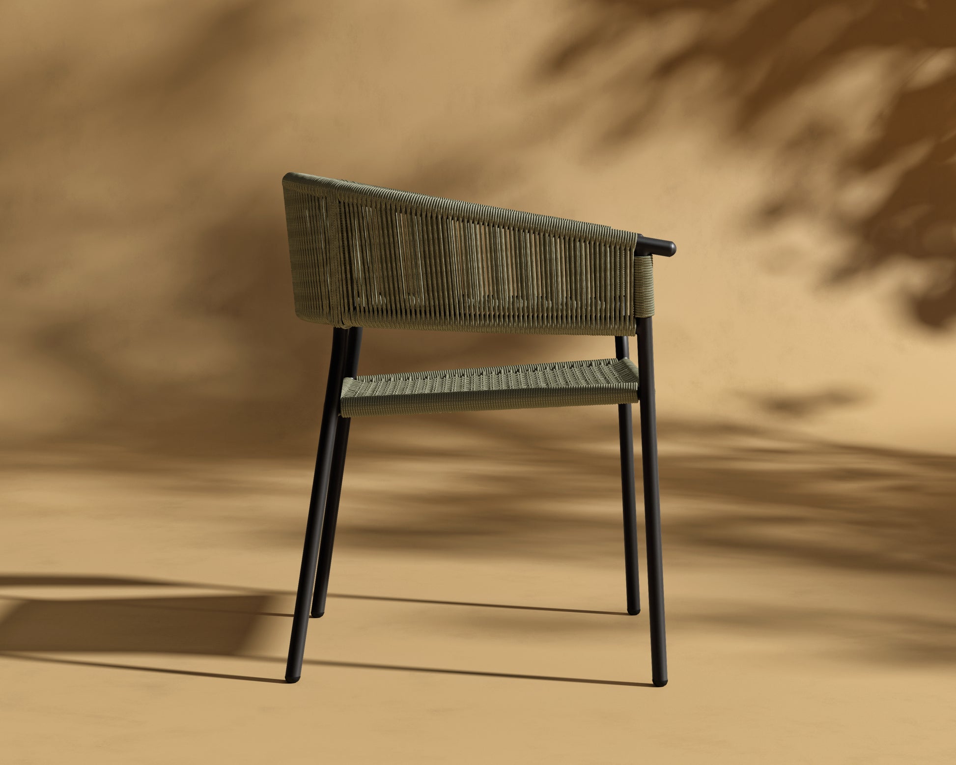 Afton_Chair_Outdoor_Black_Frame - Olive Green Cord