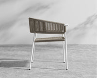 Afton Dining Chair - White Frame - Taupe cord