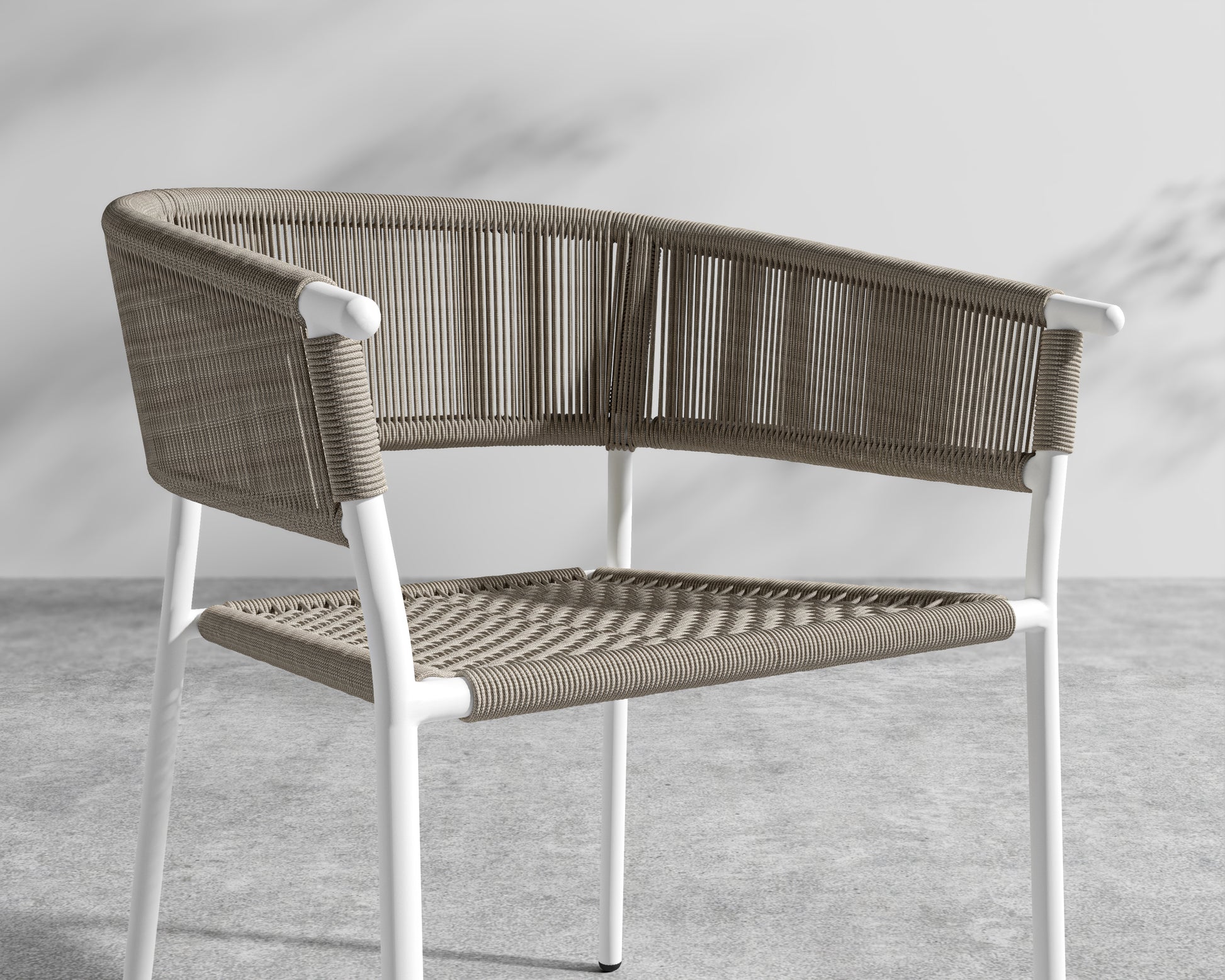 Afton Dining Chair - White Frame - Taupe cord