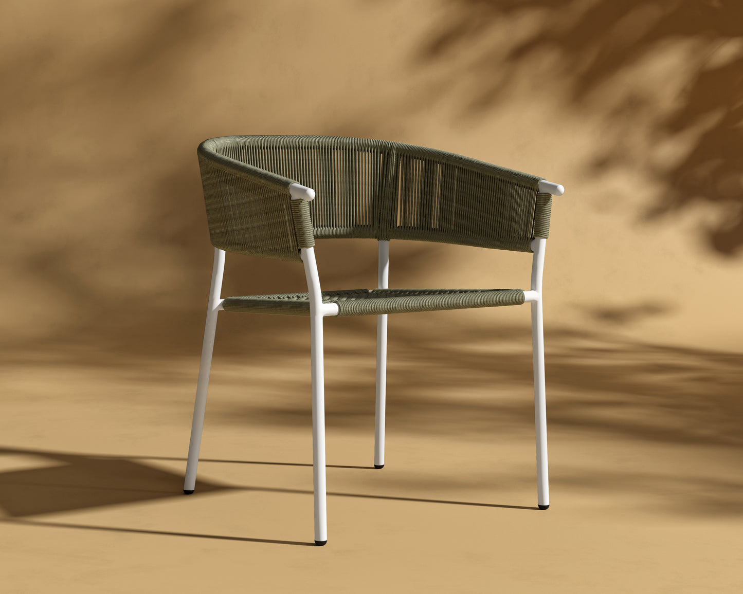 Afton_Chair_Outdoor_White_Frame - Olive Green Cord