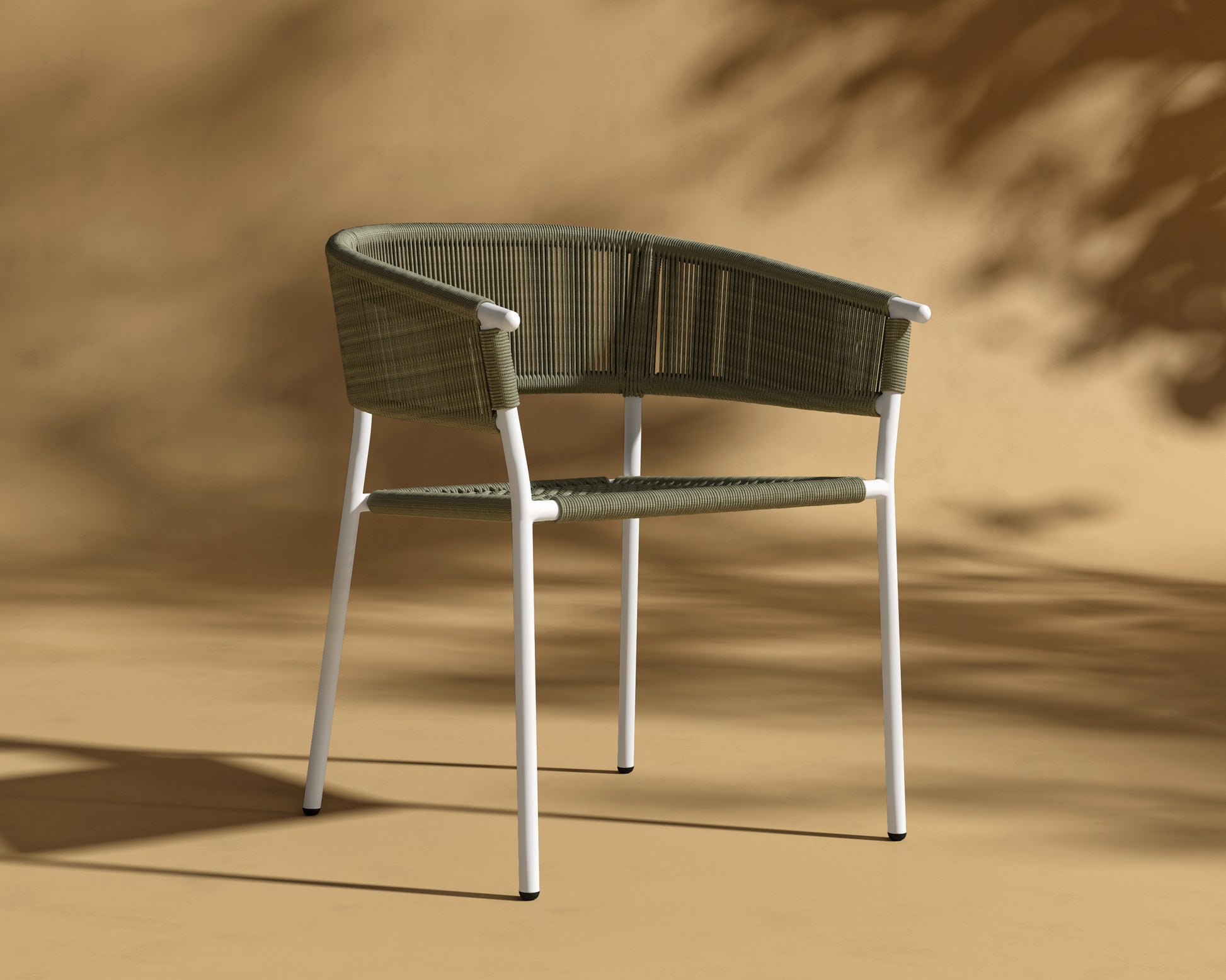 Afton_Chair_Outdoor_White_Frame - Olive Green Cord