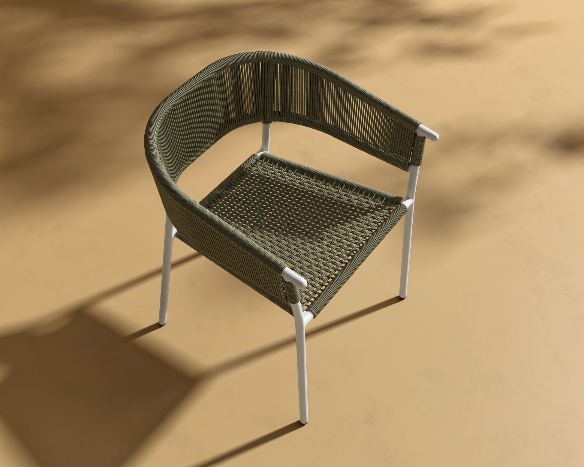 Afton_Chair_Outdoor_White_Frame - Olive Green Cord