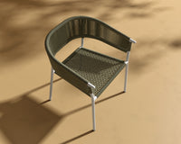 Afton_Chair_Outdoor_White_Frame - Olive Green Cord