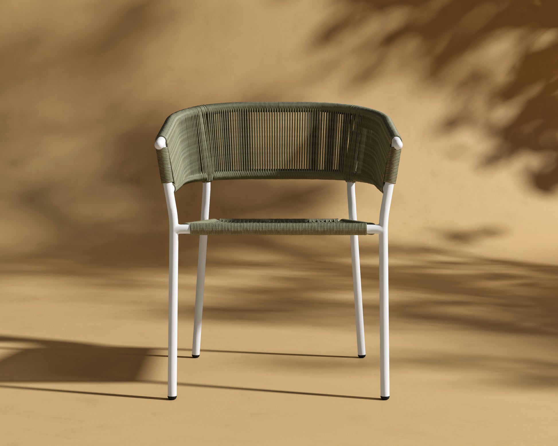 Afton_Chair_Outdoor_White_Frame - Olive Green Cord