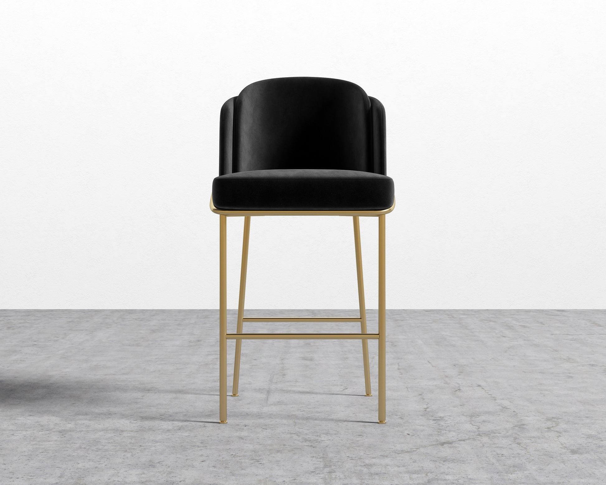 Angelo Barstool - Vintage Velvet - Black - Brass Frame