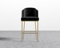 Angelo Barstool - Vintage Velvet - Black - Brass Frame
